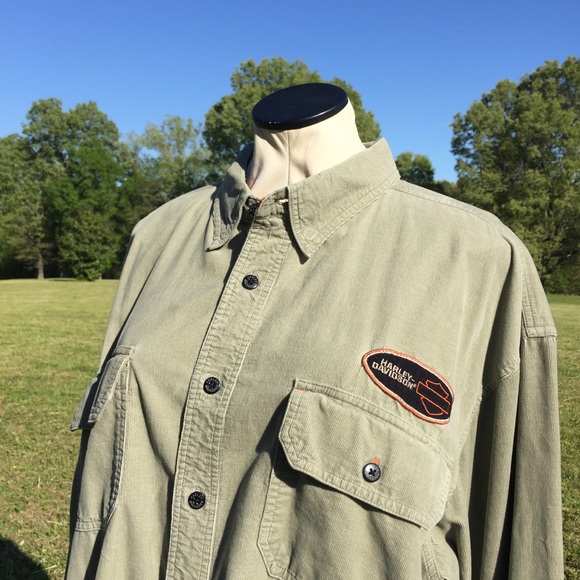 Harley Davidson Motorcycle Corduroy Mens Shirt XL - Picture 9 of 10